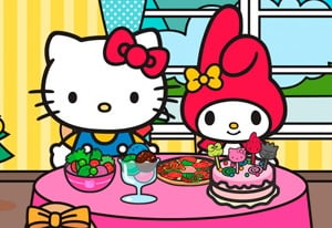 HELLO KITTY AND FRIENDS XMAS DINNER juego gratis online en Minijuegos